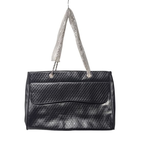 Lancôme Handbags - Lancôme Black Tote Bag Silver Chain Strap Shoulder Handbag Faux Leather New